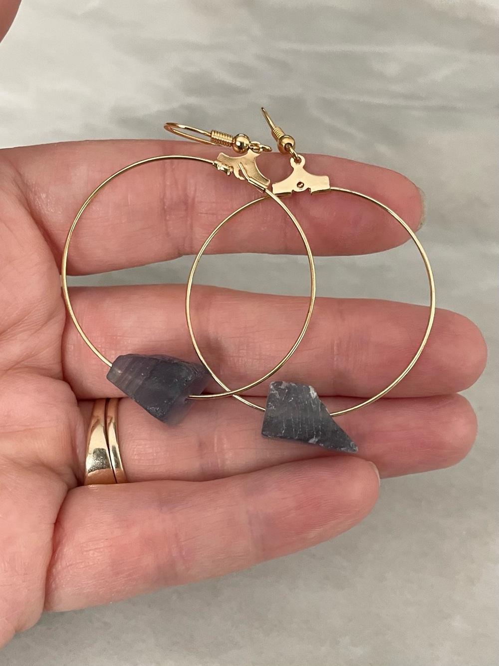 Fluorite Hoop Earrings - Picture 2 of 4